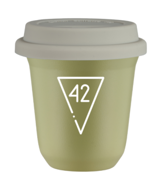 Kubek pistacjowy 240 ml, 42 (bialy) z pokrywka biala