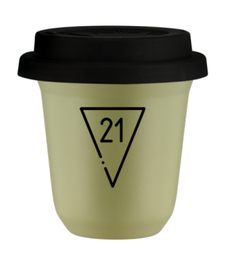 Kubek pistacjowy 240 ml, 21 z pokrywka czarna
