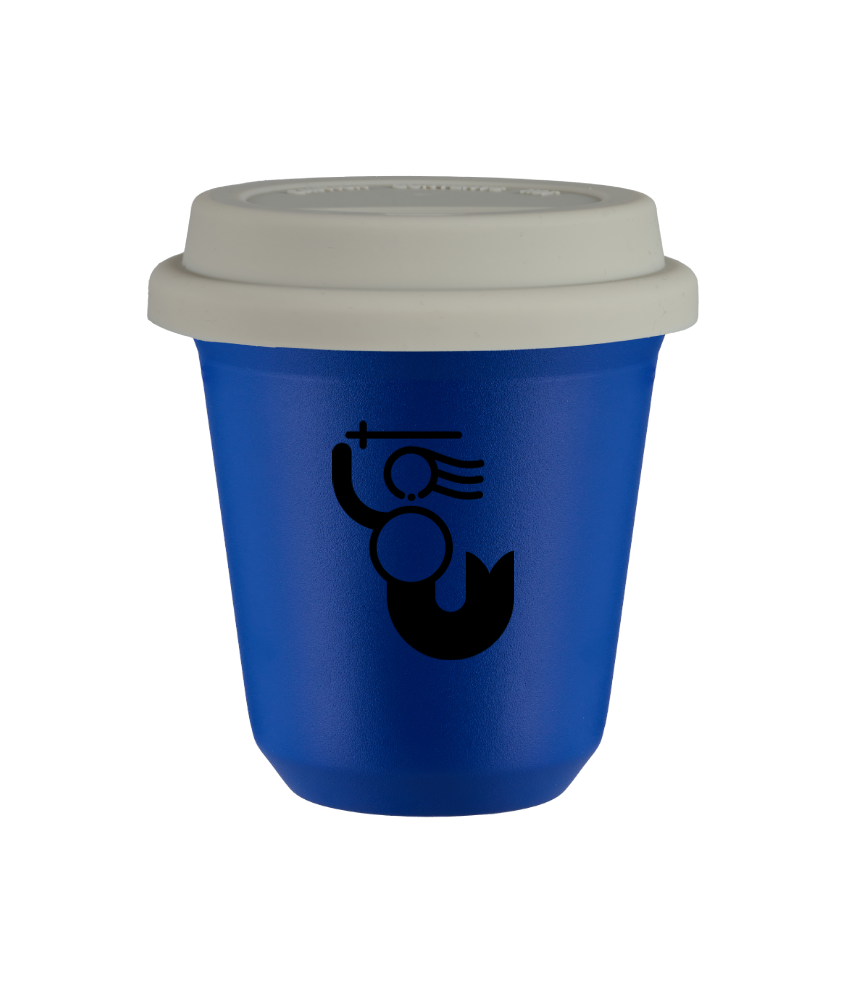 Kubek navy blue 240 ml, WARSZAWSKA SYRENKA z pokrywka biala kubek termiczny na kawe | 80,00 zł