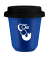 Kubek navy blue 240 ml, WARSZAWSKA SYRENKA (bialy) z pokrywka czarna kubek termiczny na kawe | 80,00 zł