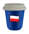 Kubek navy blue 240 ml, FLAGA POLSKI (czarny) z pokrywka biala kubek termiczny na kawe | 85,00 zł