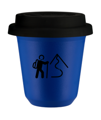 Kubek navy blue 240 ml, WSPINACZKA 2 (czarny) z pokrywka czarna