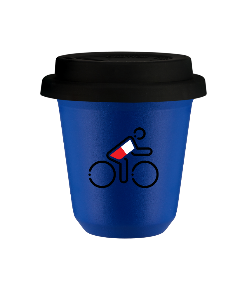 Kubek navy blue 240 ml, KOLARZ W POLSKICH BARWACH (czarny) z pokrywka czarna kubek termiczny na kawe | 85,00 zł Kubek navy blue 240 ml, KOLARZ W POLSKICH BARWACH (czarny) z pokrywka czarna kubek termiczny na kawe | 85,00 zł