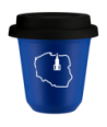 Kubek navy blue 240 ml, POLSKA (bialy) z pokrywka czarna kubek termiczny na kawe | 85,00 zł