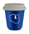 Kubek navy blue 240 ml, POLSKA (bialy) z pokrywka biala kubek termiczny na kawe | 85,00 zł