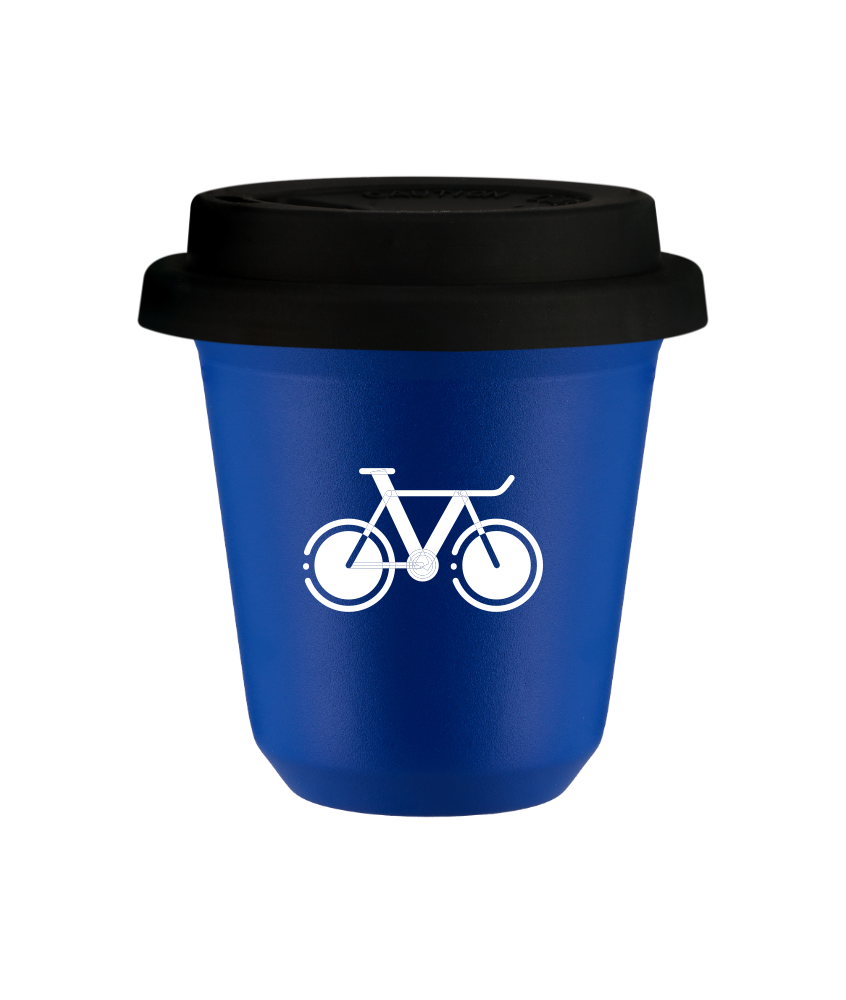 Kubek navy blue 240 ml, ROWER 1 (bialy) z pokrywka czarna kubek termiczny na kawe | 85,00 zł