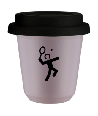 Kubek 240 ml LAWENDOWY "Tenis 2 (czarny)", z czarną pokrywką Kubek 240 ml LAWENDOWY "Tenis 2 (czarny)", z czarną pokrywką