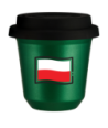 Kubek zielony 240 ml, FLAGA POLSKI z pokrywka czarna kubek termiczny na kawe | 85,00 zł