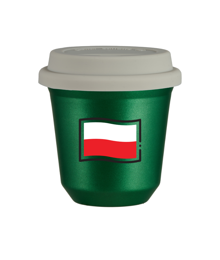 Kubek zielony 240 ml, FLAGA POLSKI z pokrywka biala kubek termiczny na kawe | 85,00 zł Kubek zielony 240 ml, FLAGA POLSKI z pokrywka biala kubek termiczny na kawe | 85,00 zł