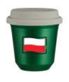 Kubek zielony 240 ml, FLAGA POLSKI z pokrywka biala kubek termiczny na kawe | 85,00 zł