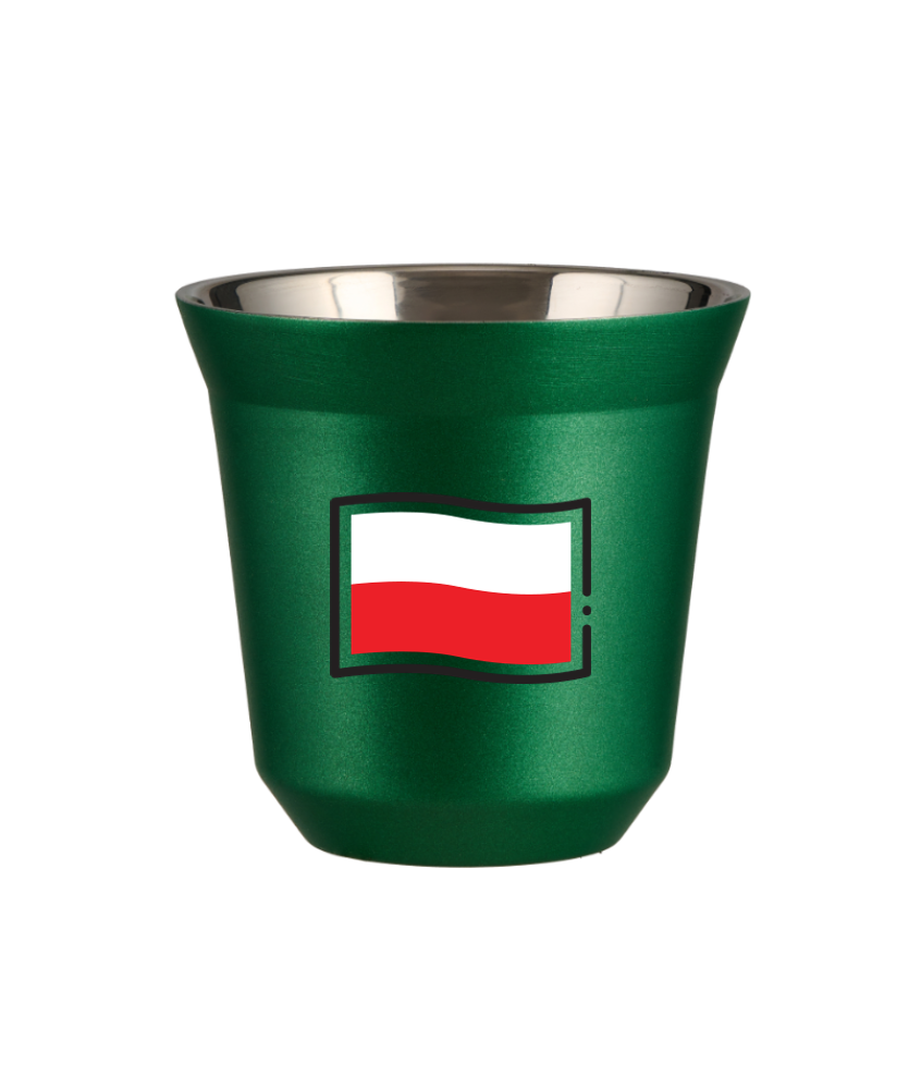 Kubek zielony 240 ml, FLAGA POLSKI (czarny) kubek termiczny na kawe | 80,00 zł Kubek zielony 240 ml, FLAGA POLSKI (czarny) kubek termiczny na kawe | 80,00 zł