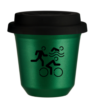 Kubek zielony 240 ml, SPORTY (czarny) z pokrywka czarna