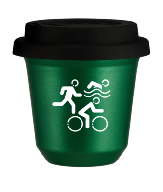 Kubek zielony 240 ml, SPORTY (bialy) z pokrywka czarna