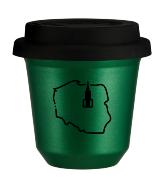 Kubek zielony 240 ml, POLSKA z pokrywka czarna