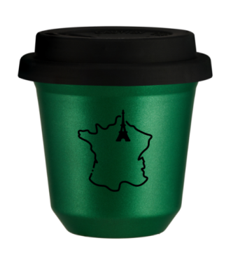 Kubek zielony 240 ml, FRANCJA (czarny) z pokrywka czarna kubek termiczny na kawe | 85,00 zł