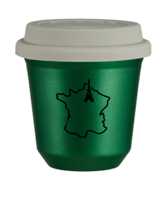 Kubek zielony 240 ml, FRANCJA (czarny) z pokrywka biala