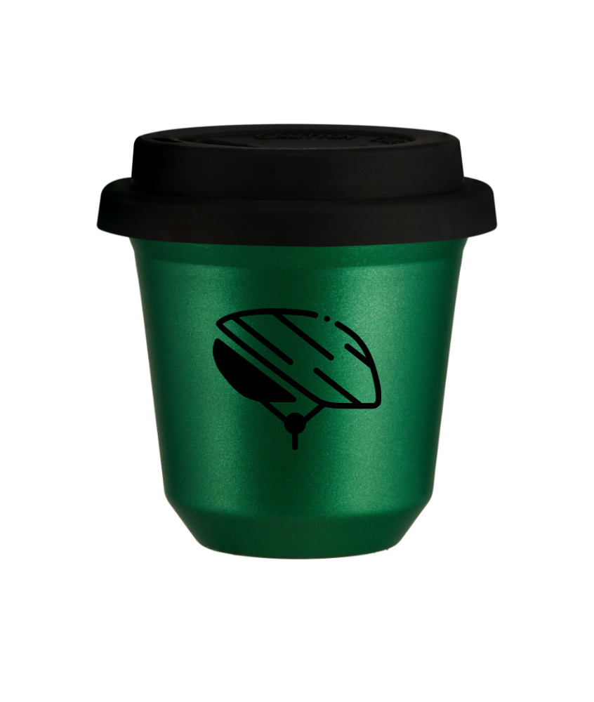 Kubek zielony 240 ml, KASK (czarny) z pokrywka czarna kubek termiczny na kawe | 85,00 zł Kubek zielony 240 ml, KASK (czarny) z pokrywka czarna kubek termiczny na kawe | 85,00 zł