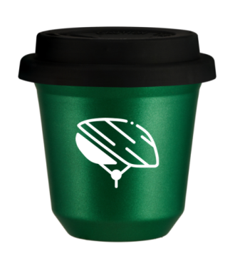 Kubek zielony 240 ml, KASK (bialy) z pokrywka czarna
