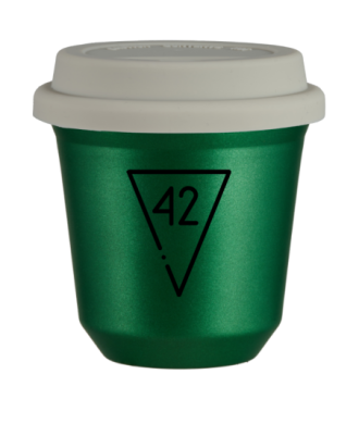 Kubek zielony 240 ml, 42 z pokrywka biala