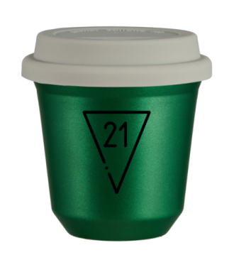Kubek zielony 240 ml, 21 z pokrywka biala