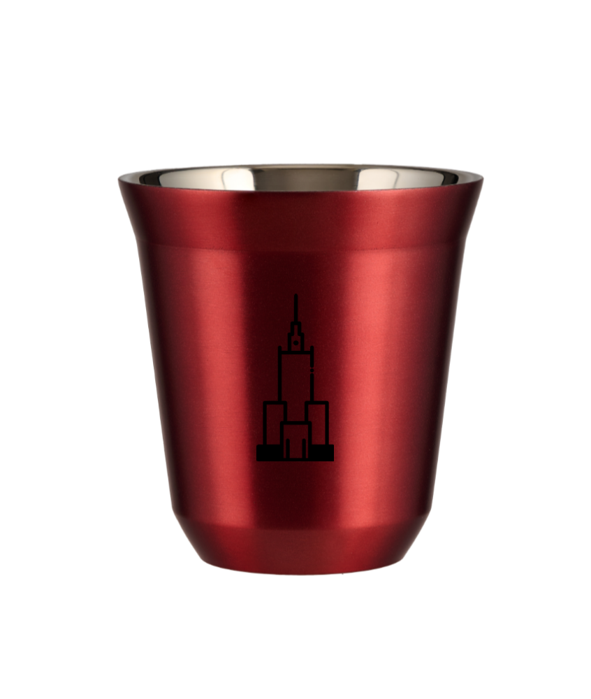 Kubek czerwony 240 ml, PALAC KULTURY I NAUKI kubek termiczny na kawe | 75,00 zł Kubek czerwony 240 ml, PALAC KULTURY I NAUKI kubek termiczny na kawe | 75,00 zł