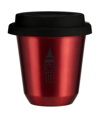 Kubek czerwony 240 ml, BIG BEN z pokrywka czarna