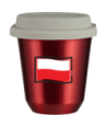 Kubek czerwony 240 ml, FLAGA POLSKI (czarny) z pokrywka biala kubek termiczny na kawe | 85,00 zł