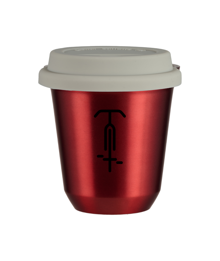 Cup 240 ml METALLIC RED "Cycling 1", with white lid