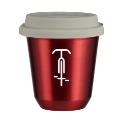 Cup 240 ml METALLIC RED "Cycling 1 (white)", with white lid