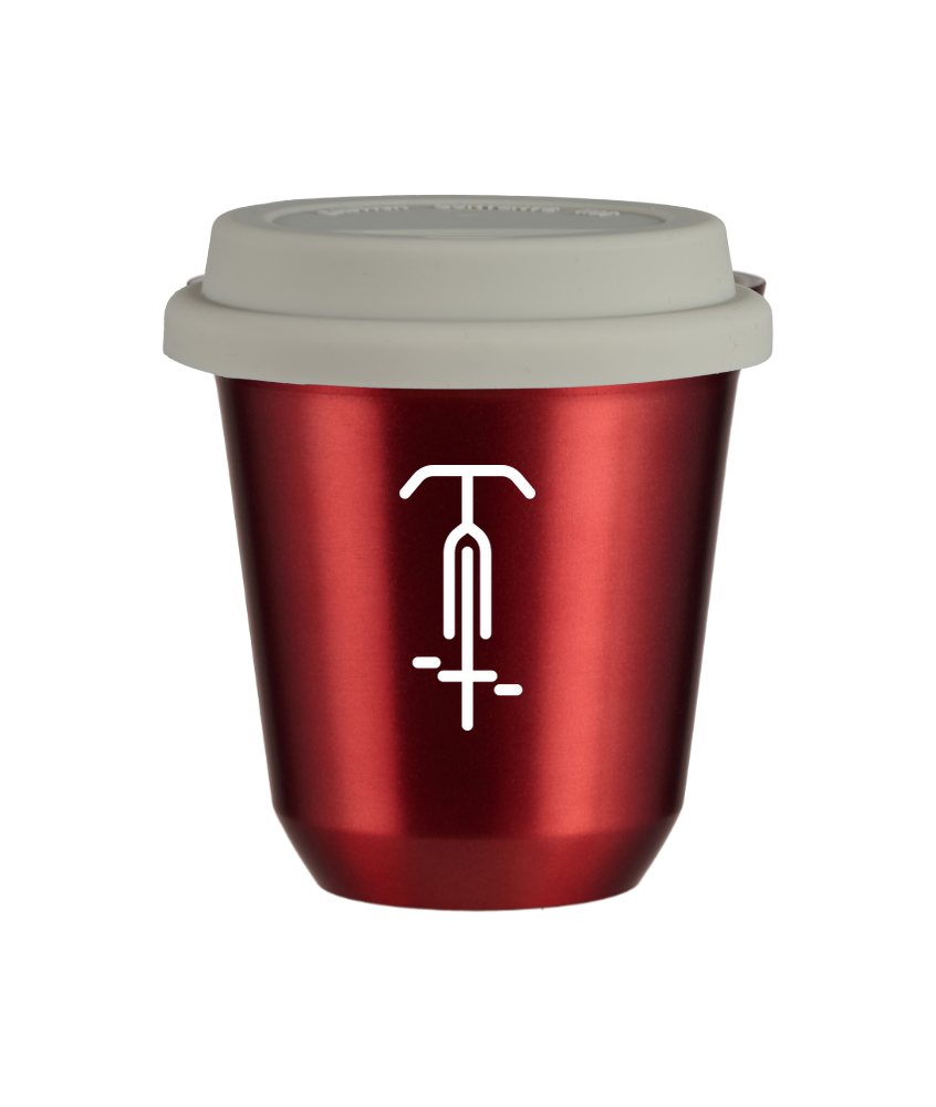 Cup 240 ml METALLIC RED "Cycling 1 (white)", with white lid