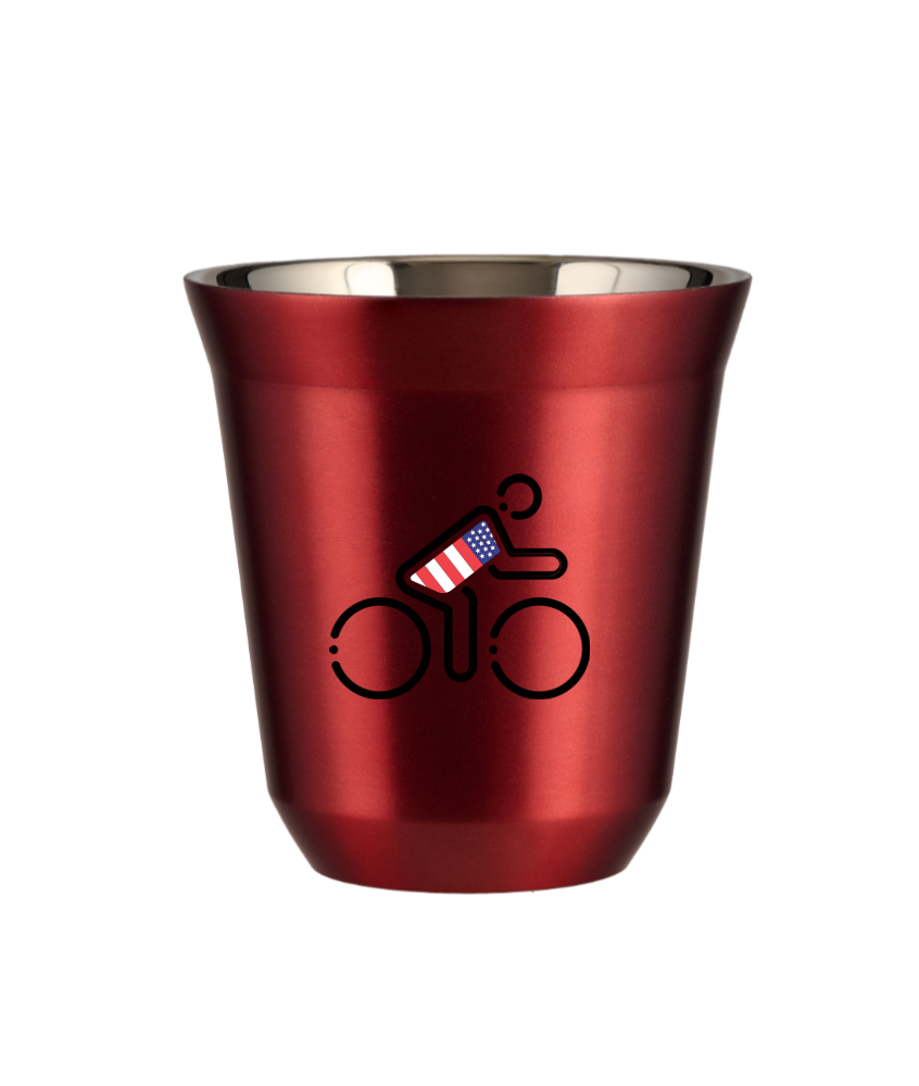 Cup 240 ml METALLIC RED "Cyclist in British colors"