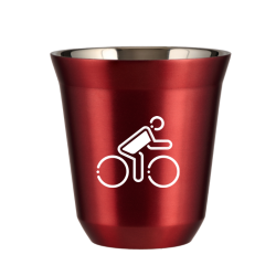 Cup 240 ml METALLIC RED "Cyclist in Polish colors (white)"