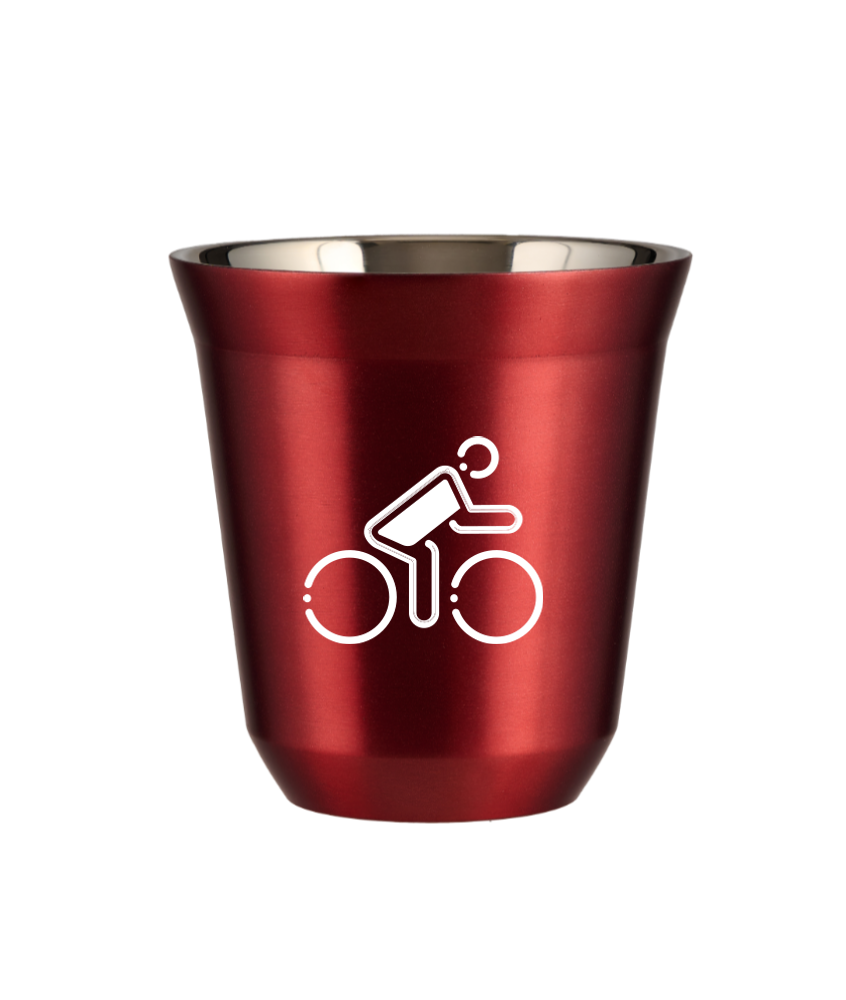 Cup 240 ml METALLIC RED "Cyclist in Polish colors (white)"