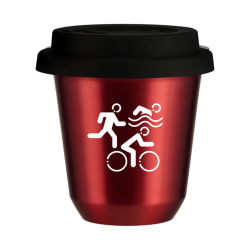 Cup 240 ml METALLIC RED "Sports (white)", with black lid