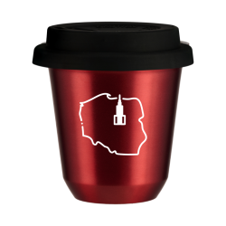 Cup 240 ml METALLIC RED "Poland (white)", with black lid