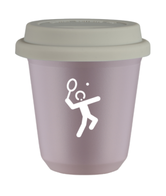 Kubek 240 ml LAWENDOWY "Tenis 2 (biały)", z białą pokrywką Kubek 240 ml LAWENDOWY "Tenis 2 (biały)", z białą pokrywką