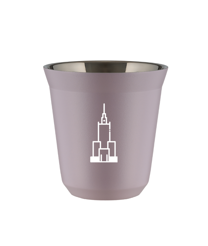 Kubek 240 ml LAWENDOWY "Pałac kultury i nauki (biały)"