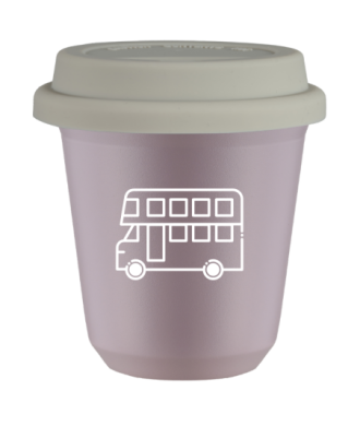 Kubek 240 ml LAWENDOWY "Autobus (biały)", z białą pokrywką Kubek 240 ml LAWENDOWY "Autobus (biały)", z białą pokrywką