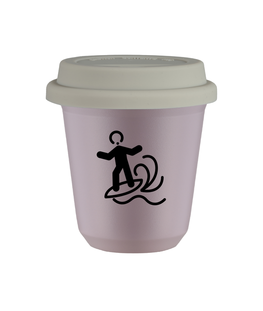 Kubek 240 ml LAWENDOWY "Windsurfing", z białą pokrywką