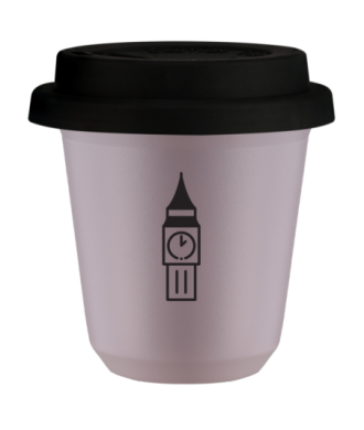 Kubek 240 ml LAWENDOWY "BIG BEN (czarny)", z czarną pokrywką Kubek 240 ml LAWENDOWY "BIG BEN (czarny)", z czarną pokrywką