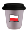 Kubek lawendowy 240 ml, FLAGA POLSKI (czarny) z pokrywka czarna kubek termiczny na kawe | 85,00 zł