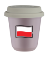 Kubek lawendowy 240 ml, FLAGA POLSKI (czarny) z pokrywka biala kubek termiczny na kawe | 85,00 zł
