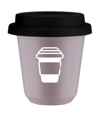 Kubek 240 ml LAWENDOWY, z czarną pokrywką Kubek 240 ml LAWENDOWY, z czarną pokrywką