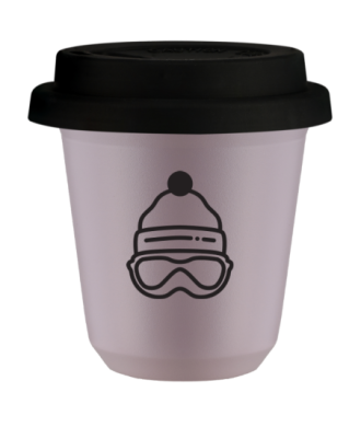 Kubek 240 ml LAWENDOWY "Czapka", z czarną pokrywką Kubek 240 ml LAWENDOWY "Czapka", z czarną pokrywką