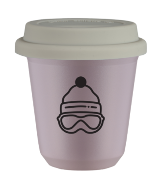Kubek 240 ml LAWENDOWY "Czapka", z białą pokrywką Kubek 240 ml LAWENDOWY "Czapka", z białą pokrywką