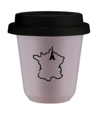 Kubek 240 ml LAWENDOWY "Francja (czarny)", z czarną pokrywką Kubek 240 ml LAWENDOWY "Francja (czarny)", z czarną pokrywką