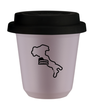 Kubek 240 ml LAWENDOWY "Włochy", z czarną pokrywką Kubek 240 ml LAWENDOWY "Włochy", z czarną pokrywką