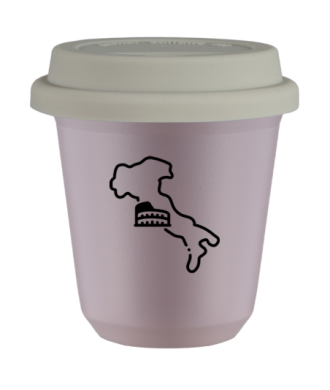 Kubek 240 ml LAWENDOWY "Włochy", z białą pokrywką Kubek 240 ml LAWENDOWY "Włochy", z białą pokrywką
