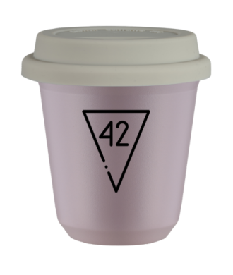 Kubek lawendowy 240 ml, 42 z pokrywka biala