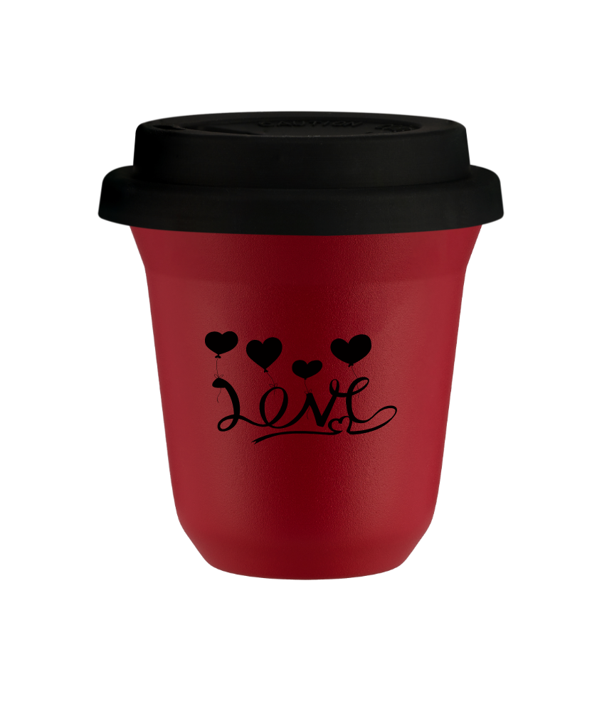 Cup 150 ml RED, with black lid